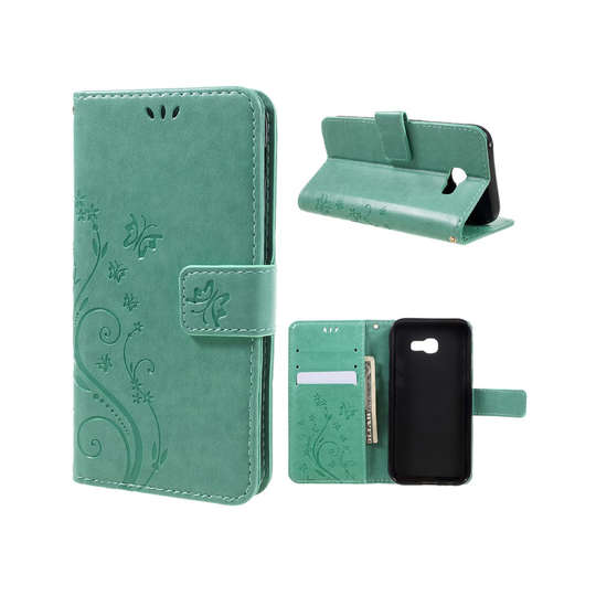 Samsung Galaxy A5 (2017) fjäril läderfodral - Cyan