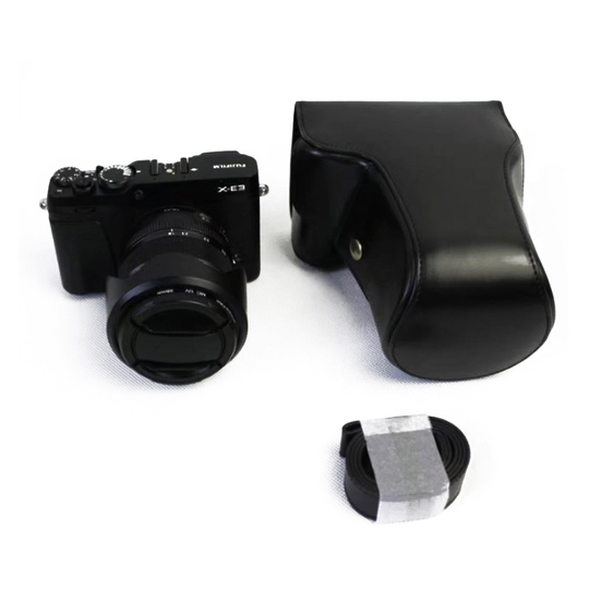 Fujifilm X-E3 kameraskydd PU läder fodral bärrem - Svart