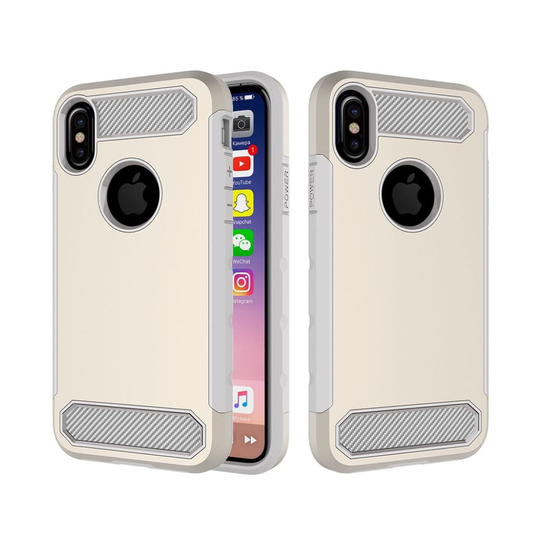 iPhone X Karbon fiber designat skal - Guld