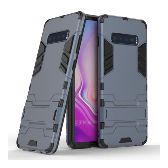 Samsung Galaxy S10 Plus cool guard hybridfodral med stativ - mörkblå