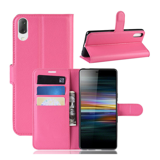 Sony Xperia L3 konstläderfodral med litchi textur - Rosa