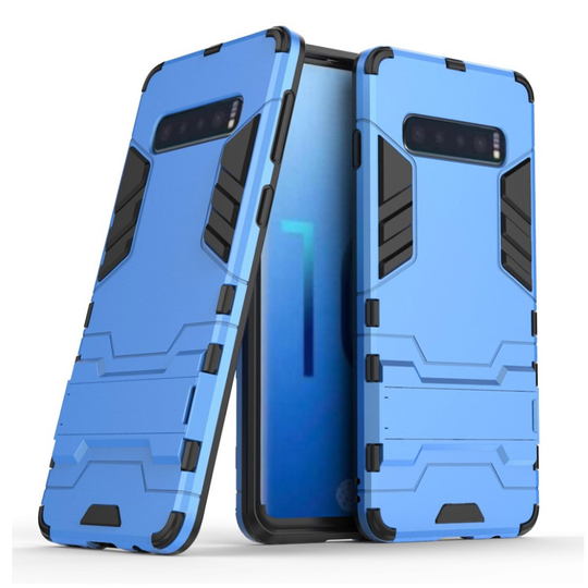 Samsung Galaxy S10 cool guard hybridfodral med stativ - ljusblå