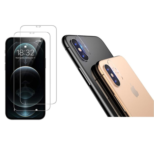 [4-PACK] 2 X Linsskydd Härdat Glas + 2 X Härdat glas iPhone XS Max