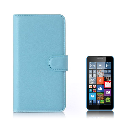 Moen Microsoft Lumia 640 Läder Fodral med Korthållare - Blå