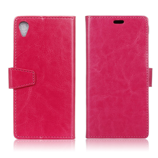 Sony Xperia L1 crazy horse läderfodral - Varm rosa