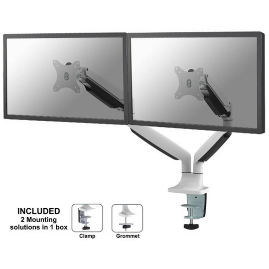 Neomounts by Newstar NM-D750DWHITE 2x Monitor bordsfäste 25,4 cm (10) - 76,2 cm (30) Tiltbar, Svängbar