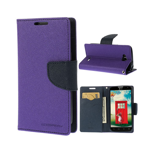 Mercury (Mörkblå / Lila) LG L90 Läder Flip-Fodral