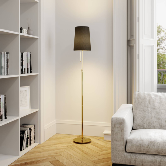 Lucande Pordis golvlampa, 164 cm, mässing-svart