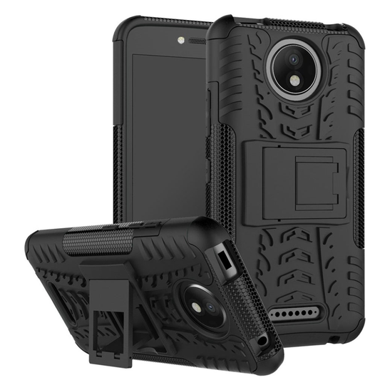 Motorola Moto C Plus Hybird skal med kickstand - Svart