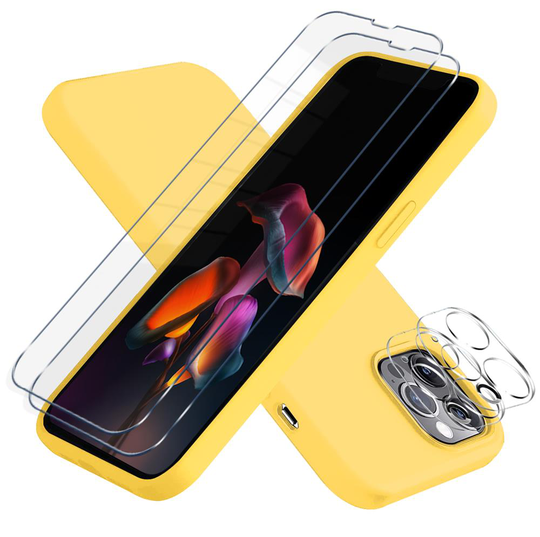 iPhone 13 Pro Max [5-PACK] 1 X Skal - 2 X Linsskydd - 2 X Härdat Glas - Gul