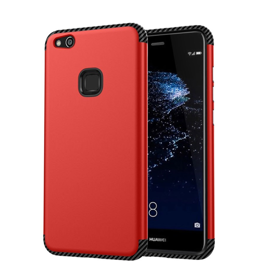 Huawei P10 Lite Stilrent kolfiber skal - Röd