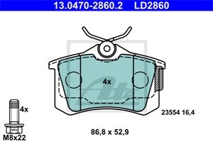 Bromsbeläggsats, Bakaxel, AUDI,VW, 8E0 698 451 B, JZW 698 451