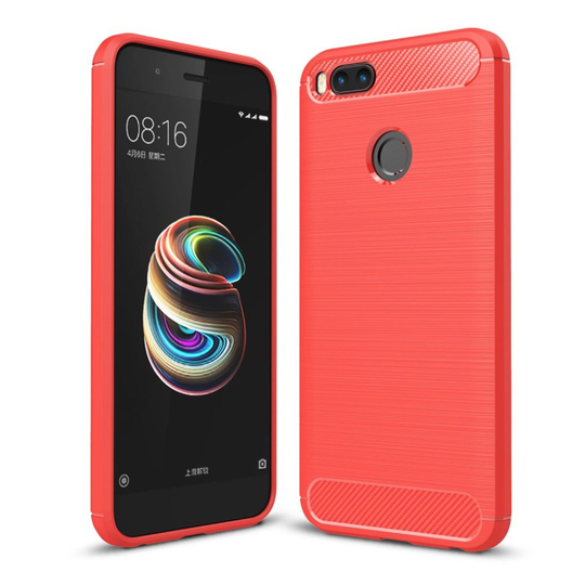 Xiaomi Mi A1 Karbon fiber designat skal - Röd