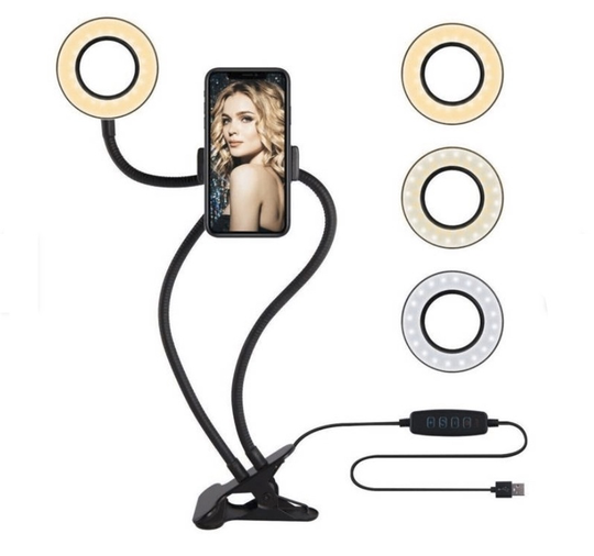 Ring light 9cm med flexibelt stativ och mobilhållare