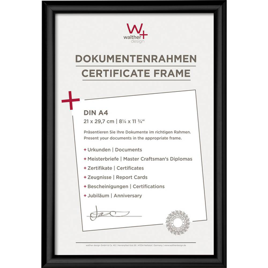 walther+ design KP130B Växelram akryl Pappersformat: DIN A4 Svart