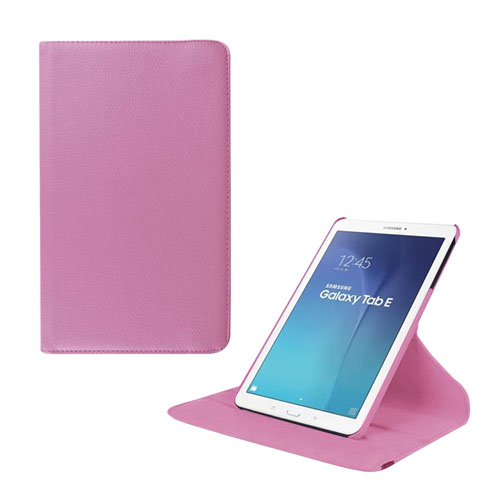 Jessen Samsung Galaxy Tab E 9.6 Roterande Läderfodral med Stativ - Ljus Rosa