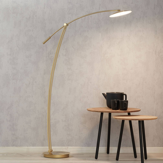 B-Leuchten Ohio LED-golvlampa matt/polerad mässing
