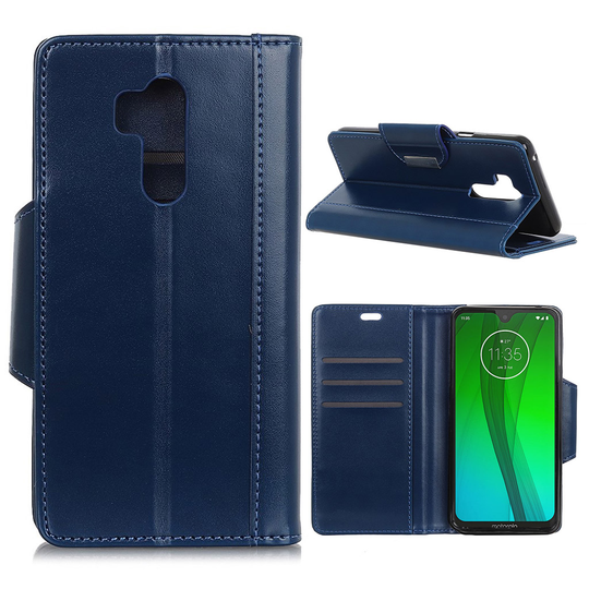Motorola Moto G7 mångsidigt skyddsfodral i läder - blå
