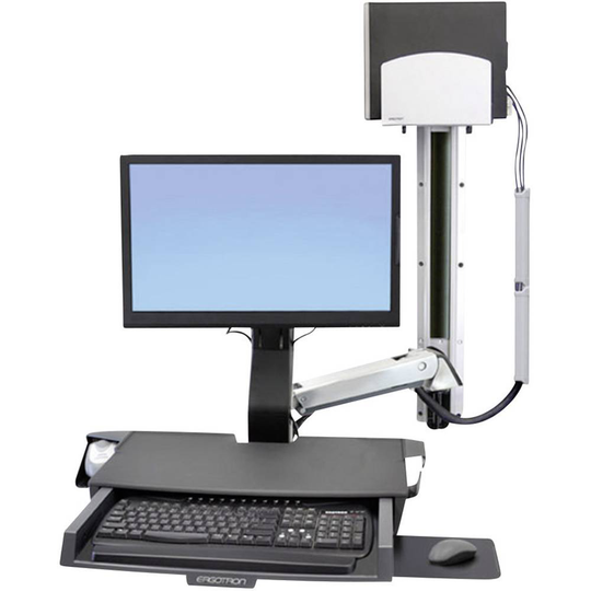 Ergotron StyleView® Sit-Stand Combo 1x Monitor-väggfäste 25,4 cm (10) - 61,0 cm (24) Justerbar i höjd, Tangentbordsbricka, Tiltbar, Svängbar, Roterbar