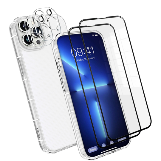 iPhone 13 Pro Max [5-PACK] 1 X Skal - 2 X Linsskydd - 2 X Härdat Glas