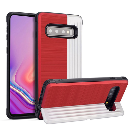 Samsung Galaxy S10 Dubbel hybridfodral - Röd / Silver