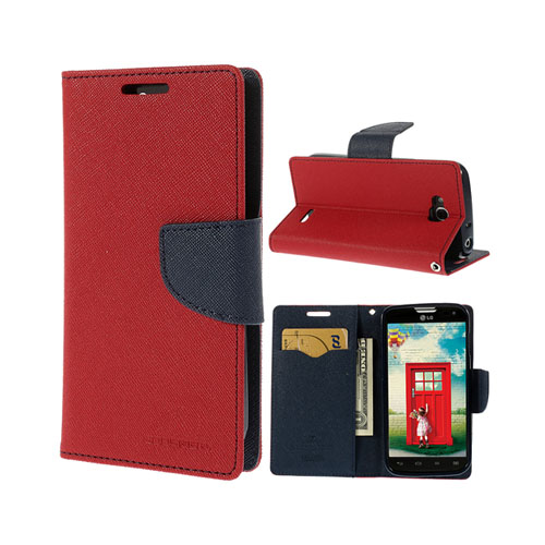 Mercury (Mörkblå / Röd) LG L90 Läder Flip-Fodral