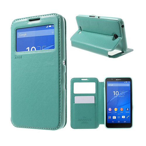 Roar Korea Sony Xperia E4 Läder Stativ Fodral - Blå