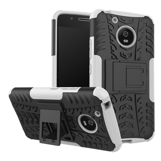Motorola Moto G5 Hybird skal med däck mönster - Vit
