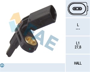 ABS-givare, Sensor, hjulvarvtal, Bakaxel vänster, framaxel vänster, AUDI,PORSCHE,SEAT,SKODA,VW, 7H0 927 803, ALS-430, WHT 003 857