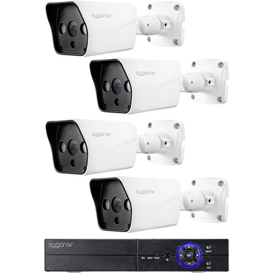 Sygonix SY-4536210 + 4x SY- AHD, HD-CVI, HD-TVI, Analog Övervakningssats 4 kanaler 2556 x 1944 pixel