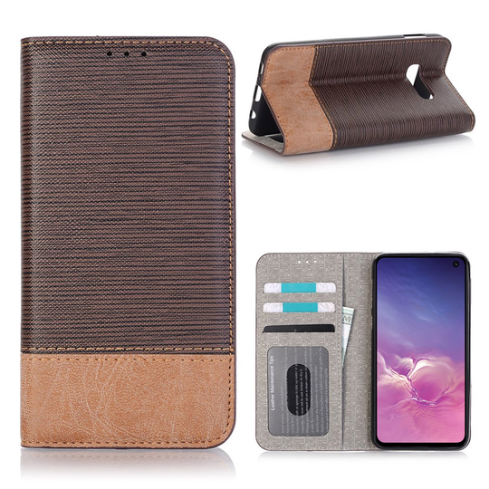 Samsung Galaxy S10e toothpick texture plånboksfodral i läder - kaffe