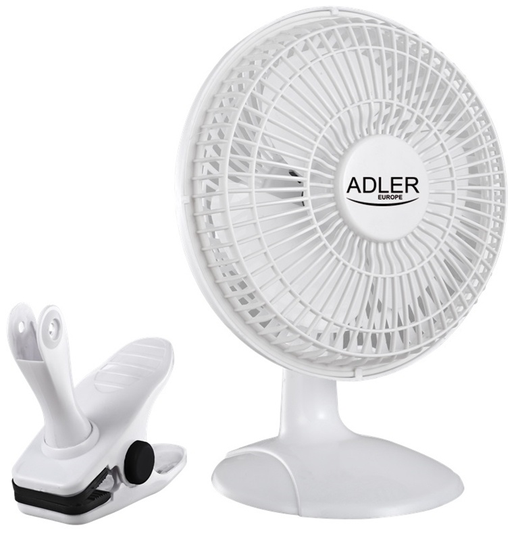 Adler Fläkt 15 cm med Klämma och Stativ, Vit