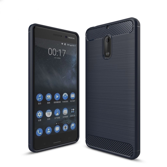 Nokia 6 Skal med karbon fiber design - Blå