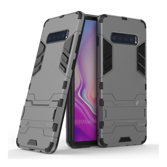 Samsung Galaxy S10 Plus cool guard hybridfodral med stativ - grå