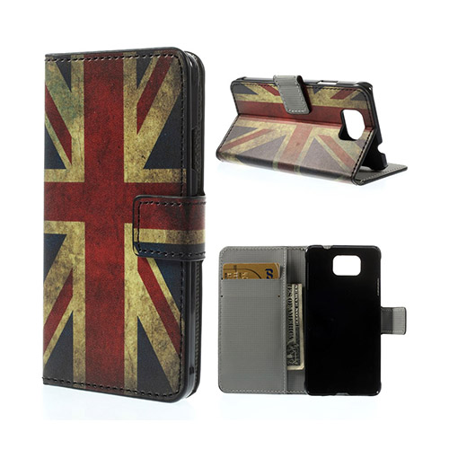 Moberg (Vintage UK Flagga) Samsung Galaxy Alpha Läder Flip Fodral