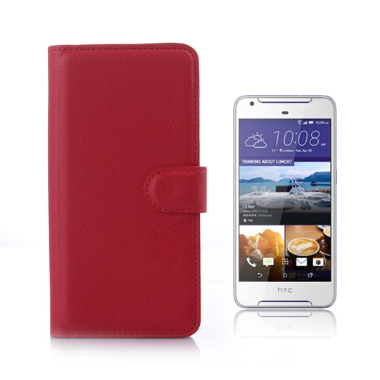 HTC Desire 650 litchi fiber läderfodral - Röd