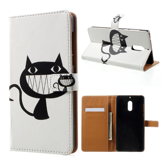 Nokia 6 läderfodral m. motiv - Katt