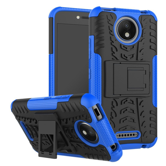 Motorola Moto C Plus Hybird skal med kickstand - Blå