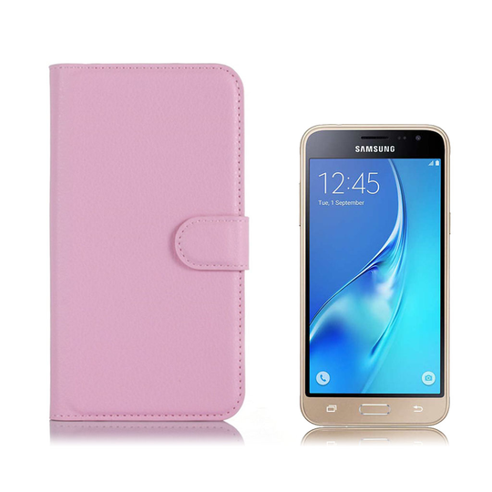 Samsung Galaxy J3 (2016) / J3 litchi läderfodral - Rosa