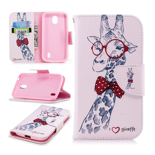Nokia 1 konstläderfodral med motiv - Giraff med glasögon