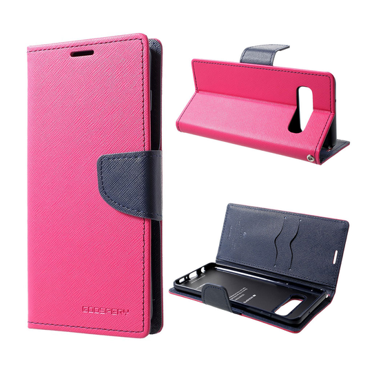 MERCURY GOOSPERY Samsung Galaxy S10 dekorerat dagboksfodral i läder - cerise