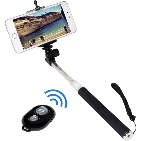 LogiLink BT0034 Selfie Stick 8.7 cm 1/4 Svart, Silver inkl. handrem