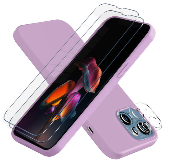 iPhone 13 Mini [5-PACK] 1 X Skal - 2 X Linsskydd - 2 X Härdat Glas - Lila