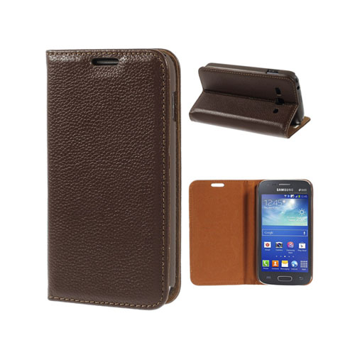 Lindgren (Brun) Samsung Galaxy Ace 3 Äkta Läder Stativ Fodral