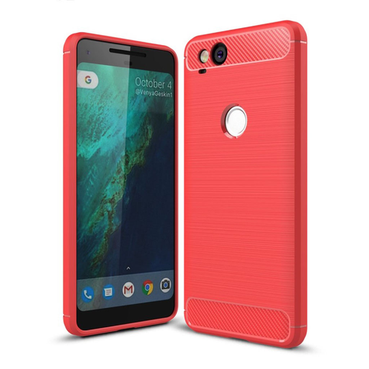 Google Pixel 2 Karbon fiber designat skal - Röd