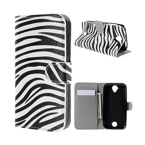 Moberg Acer Liquid Z330 Läderfodral med Stativ och Korthållare - Zebra Ränder