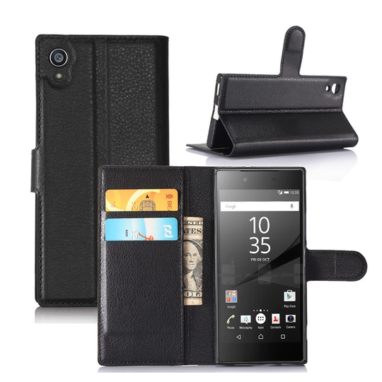 Sony Xperia XA1 litchi fiber läderfodral - Svart