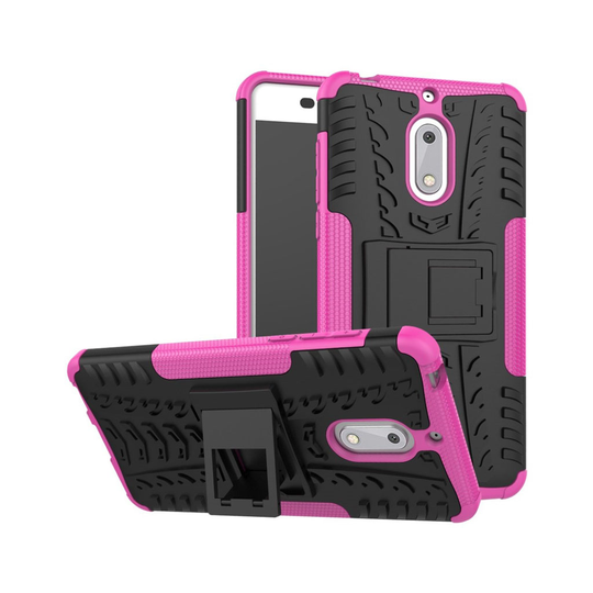 Nokia 6 Modernt hybird skal med kickstand - Rosa