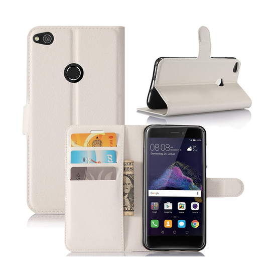 Huawei Honor 8 Lite litchi läderfodral - Vit