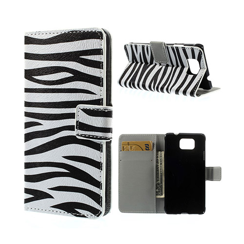 Moberg (Zebra Ränder) Samsung Galaxy Alpha Läder Flip Fodral